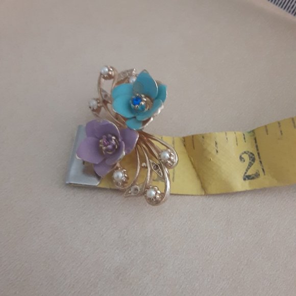 enamel Floral spray brooch - Picture 5 of 5